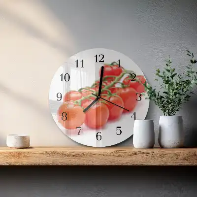 Kulaté skleněné hodiny na zeď Rajčata