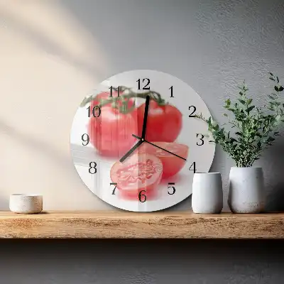 Kulaté skleněné hodiny na stěnu Rajčata