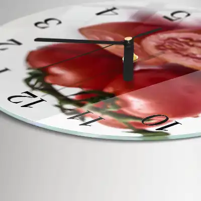 Kulaté skleněné hodiny na stěnu Rajčata