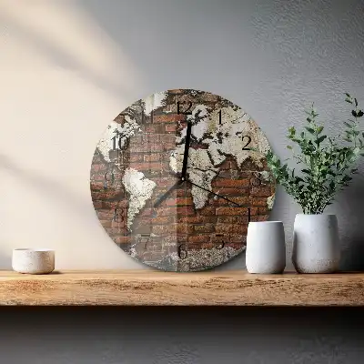 Kulaté skleněné hodiny na zeď Kontinenty