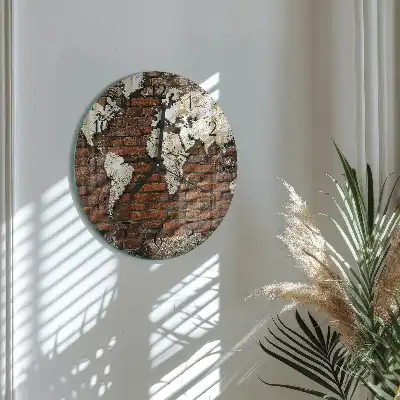 Kulaté skleněné hodiny na zeď Kontinenty