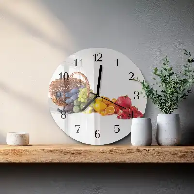Hodiny s fotkou skleněné kulaté Ovoce