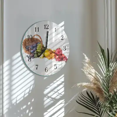 Hodiny s fotkou skleněné kulaté Ovoce