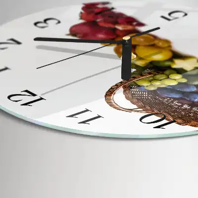 Hodiny s fotkou skleněné kulaté Ovoce