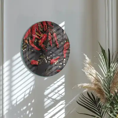 Hodiny s fotkou skleněné kulaté Chilli papričky