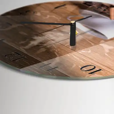 Nástěnné hodiny skleněné kulaté Káva