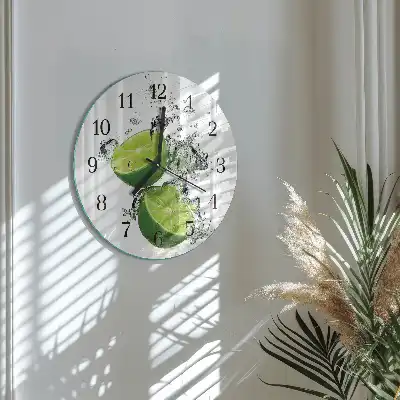 Kulaté skleněné hodiny na zeď Uhličitan vápenatý