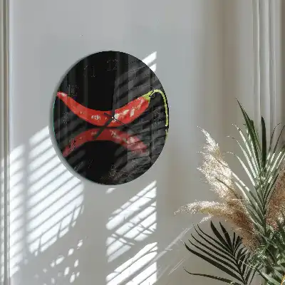 Hodiny na skle kulaté Chilli papričky