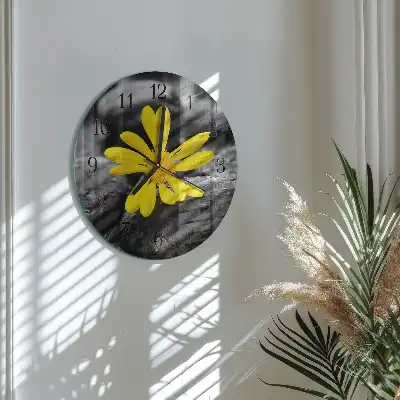 Hodiny na skle kulaté Květ