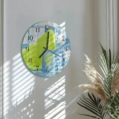 Kulaté skleněné hodiny na stěnu Limetková zmrzlina