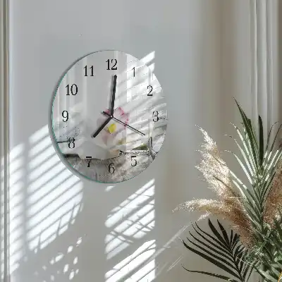 Hodiny s fotkou skleněné kulaté Orchidej