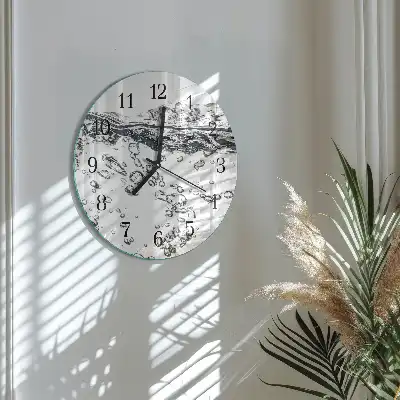 Nástěnné hodiny skleněné kulaté Voda