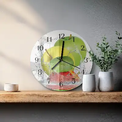 Kulaté skleněné hodiny na stěnu Jablko