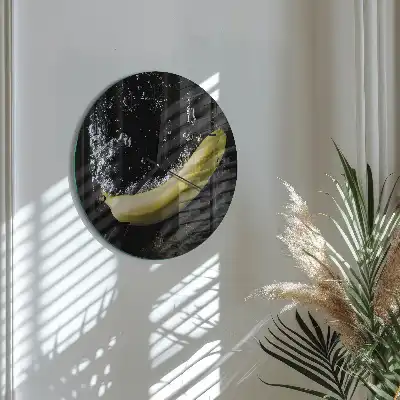Nástěnné hodiny skleněné kulaté Banán