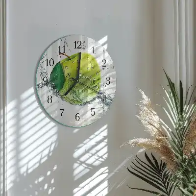 Kulaté skleněné hodiny na zeď Jablko