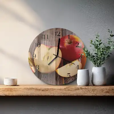 Kulaté skleněné hodiny na zeď Jablko