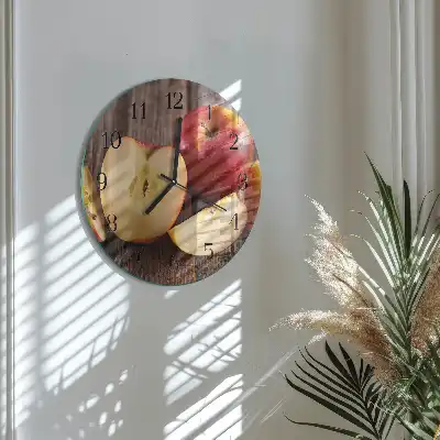 Kulaté skleněné hodiny na zeď Jablko