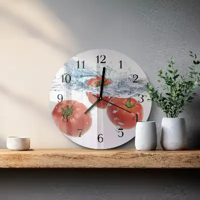 Kulaté skleněné hodiny na stěnu Rajčata
