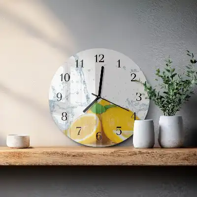Kulaté skleněné hodiny na zeď Citrus