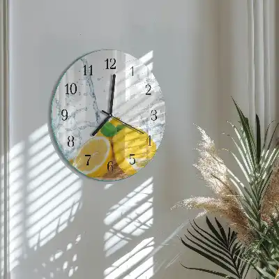 Kulaté skleněné hodiny na zeď Citrus