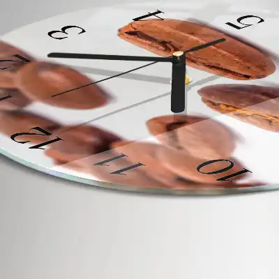 Hodiny s fotkou skleněné kulaté Kávová zrna