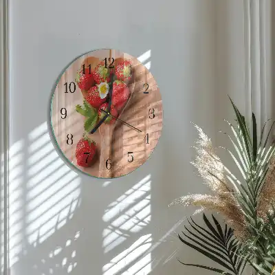 Hodiny na skle kulaté Jahoda