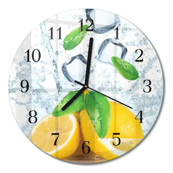 Kulaté skleněné hodiny na zeď Citrus