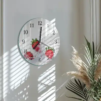 Hodiny na skle kulaté Jahoda