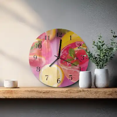 Kulaté skleněné hodiny na stěnu Citrus