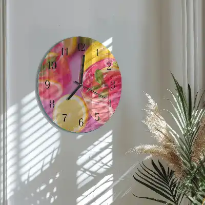 Kulaté skleněné hodiny na stěnu Citrus