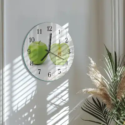 Kulaté skleněné hodiny na zeď Jablko