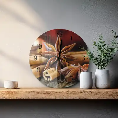 Hodiny s fotkou skleněné kulaté Anýz skořice