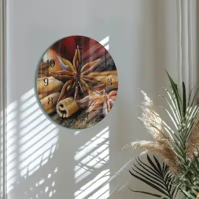 Hodiny s fotkou skleněné kulaté Anýz skořice