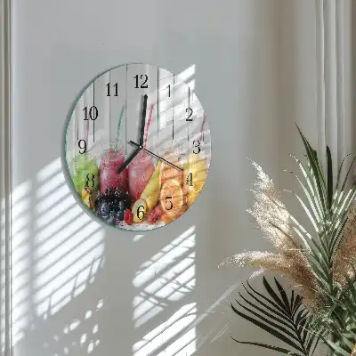Kulaté skleněné hodiny na stěnu Koktejl