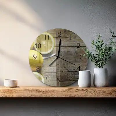 Hodiny s fotkou skleněné kulaté Šťavnaté citrony
