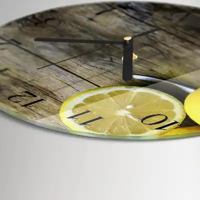 Hodiny s fotkou skleněné kulaté Šťavnaté citrony