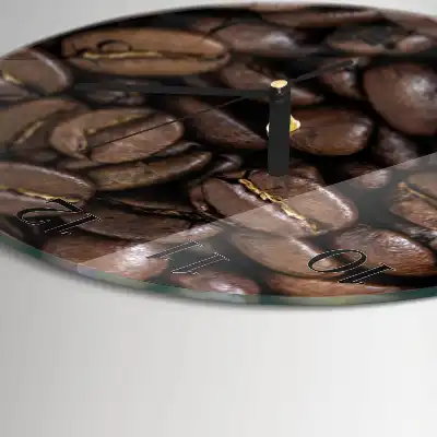 Hodiny s fotkou skleněné kulaté Káva