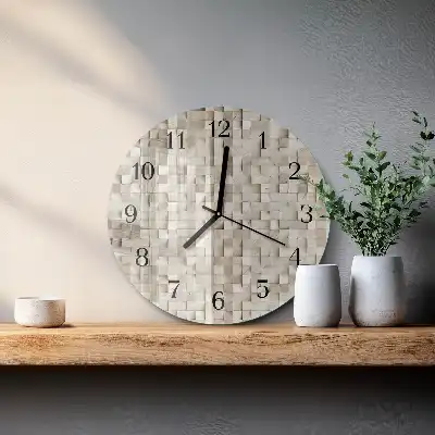 Kulaté skleněné hodiny na zeď Dřevěná mozaika