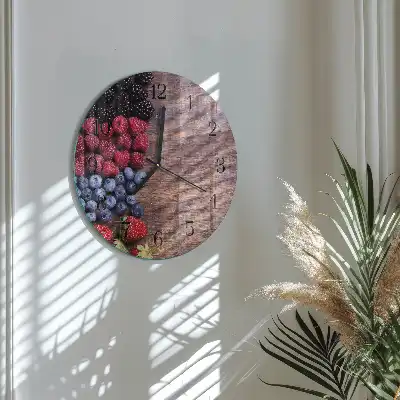 Hodiny na skle kulaté Lesní plody