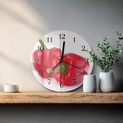 Nástěnné hodiny skleněné kulaté Pepř