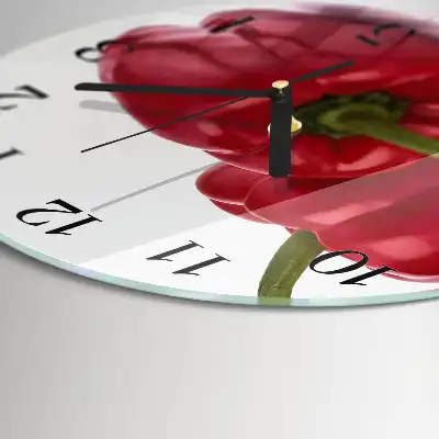 Nástěnné hodiny skleněné kulaté Pepř