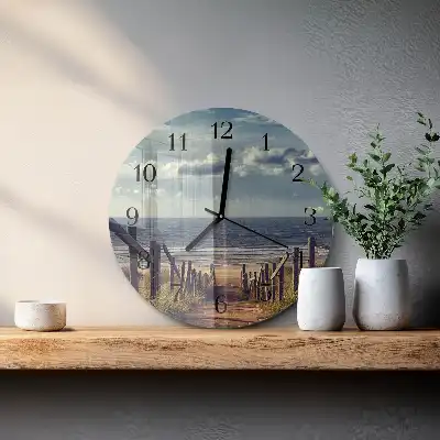 Kulaté skleněné hodiny na zeď pláž moře