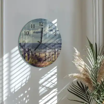 Kulaté skleněné hodiny na zeď pláž moře