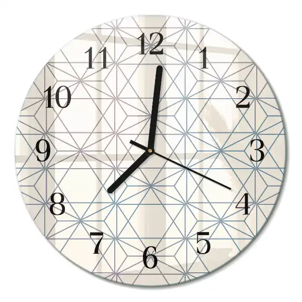 Hodiny na skle kulaté Geometrický vzor