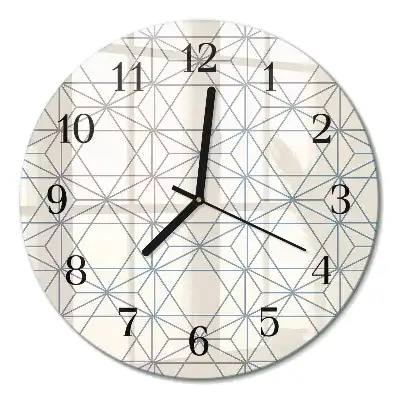 Hodiny na skle kulaté Geometrický vzor