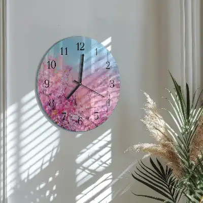 Hodiny s fotkou skleněné kulaté Květinový vzor