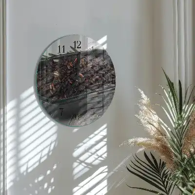 Nástěnné hodiny skleněné kulaté Černá rýže