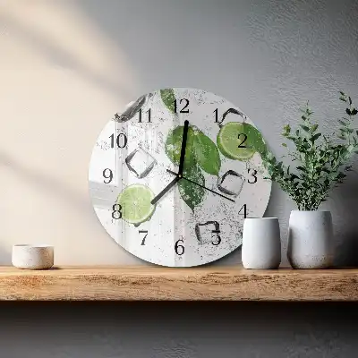 Kulaté skleněné hodiny na zeď Limetky