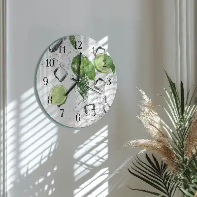 Kulaté skleněné hodiny na zeď Limetky