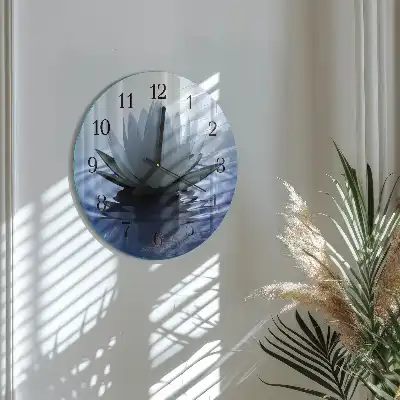 Hodiny na skle kulaté Leknín